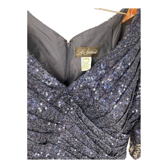 La Femme Gown Dress Chiffon & Sequin Embellished Formal Party Gala Classy Sz 14 - Picture 12 of 12